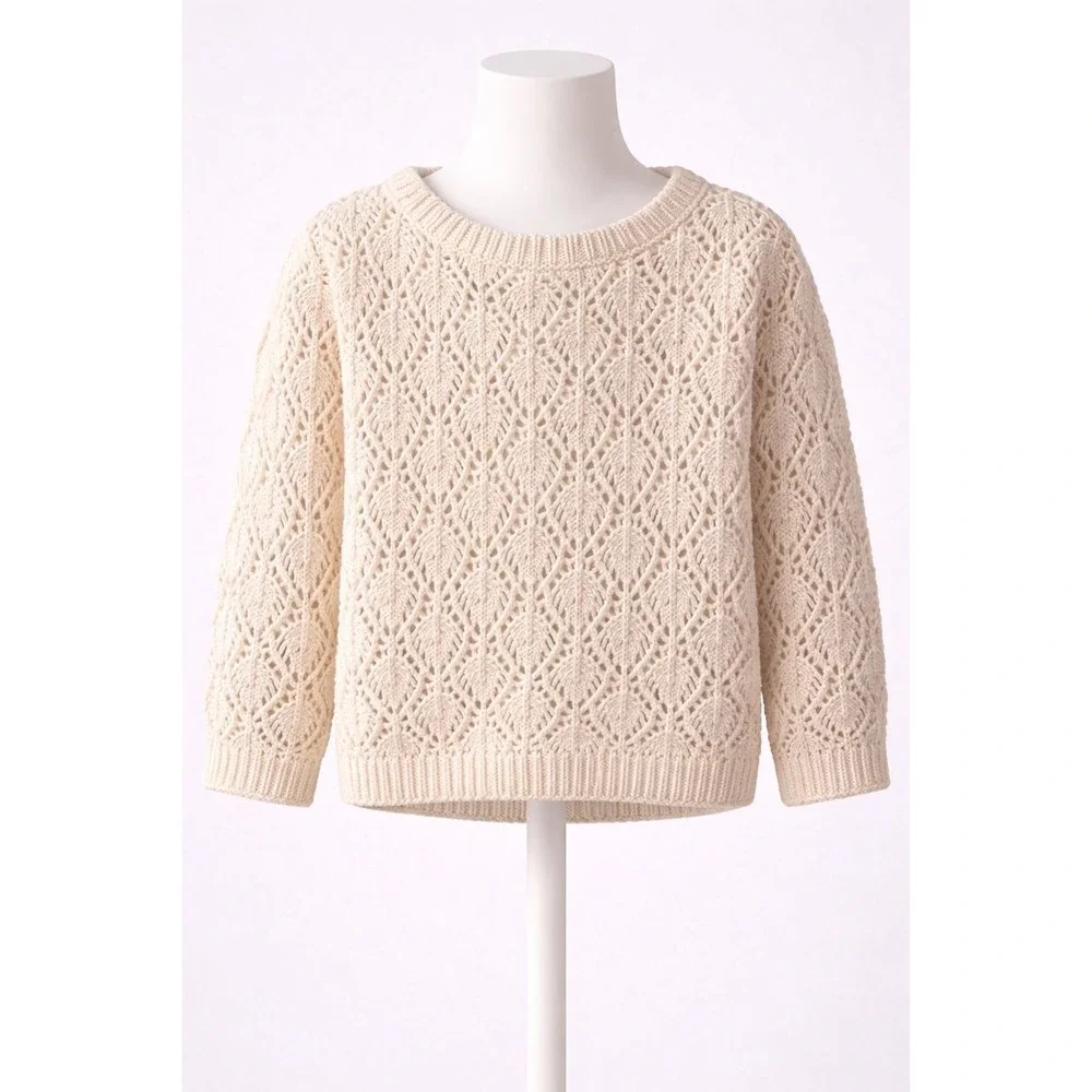 The Childrens Place‎ Toddler Girls Cream Lace Knit Sweater Size 3T